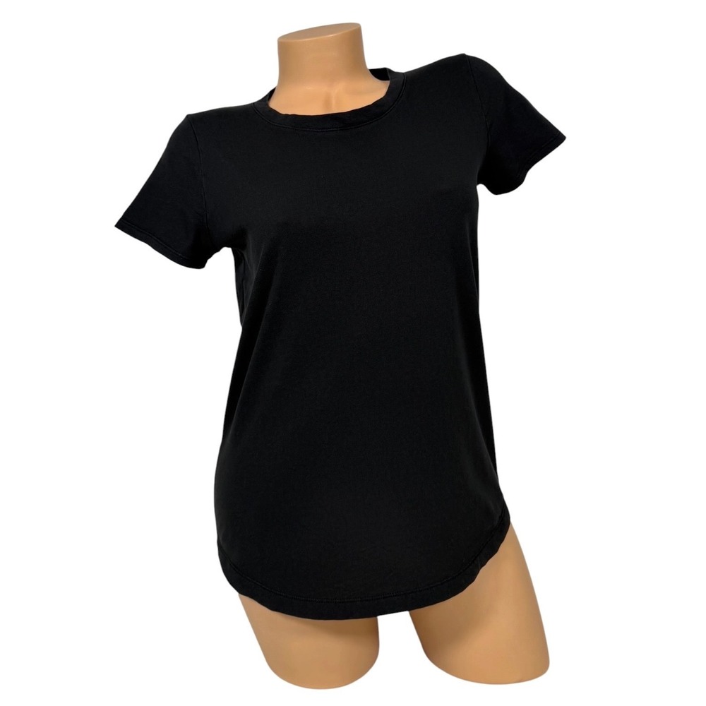 Madewell Womens Short Sleeve‎ Crewneck T-Shirt Black Curved Hem Size XS